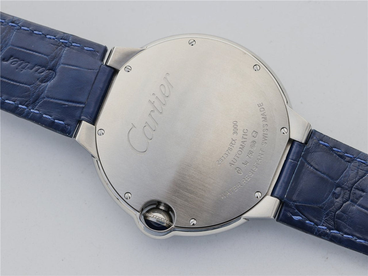 BALLON BLEU 42 BLUE DIAL LEATHER BRACELET
