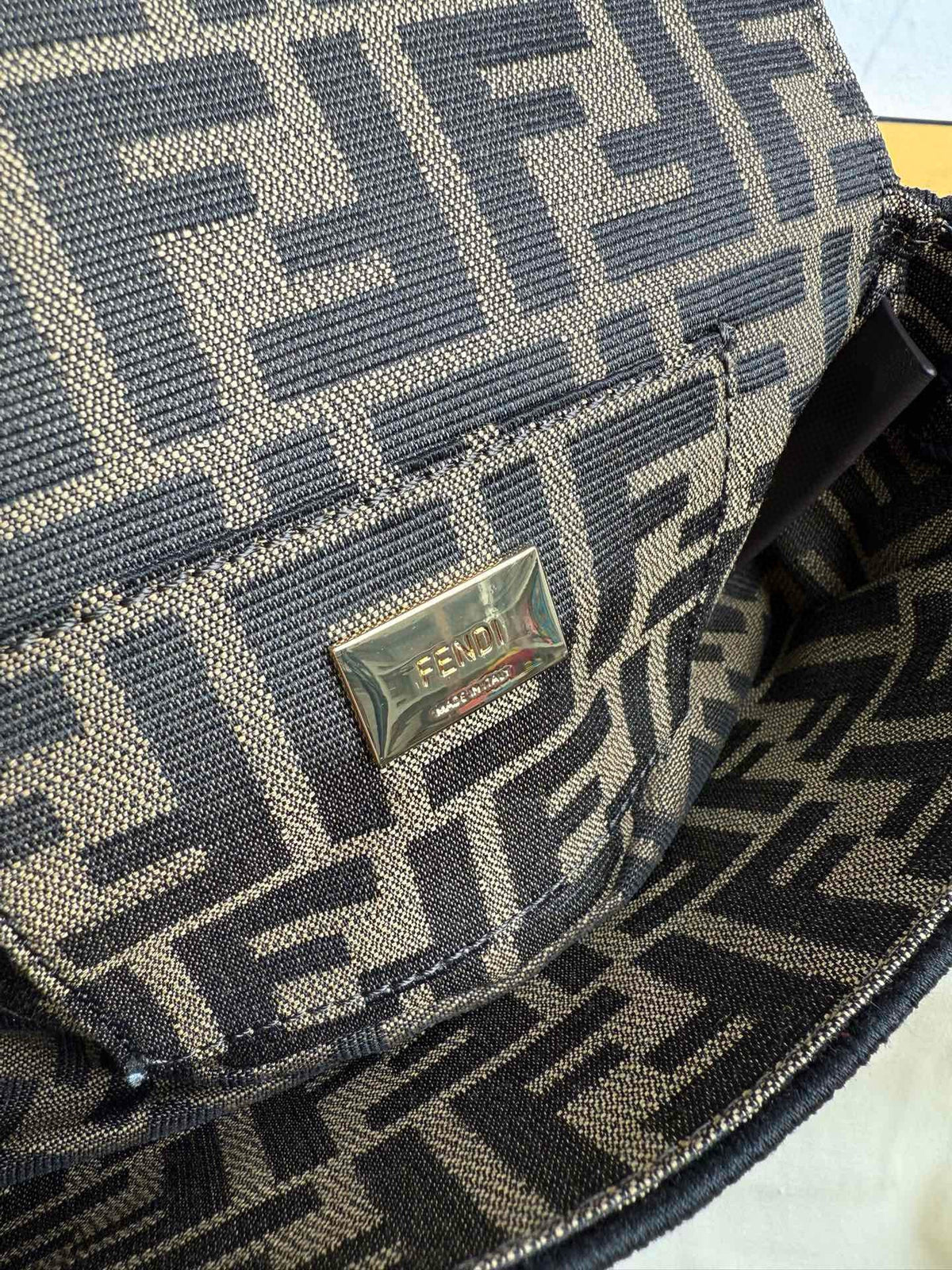 Fendi Baguette Mini FF Bag Brown Jacquard Fabric