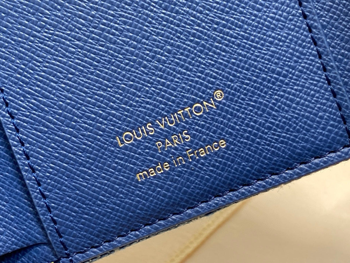 LV Victorine Monogram Wallet Denim Blue Cotton Cowhide