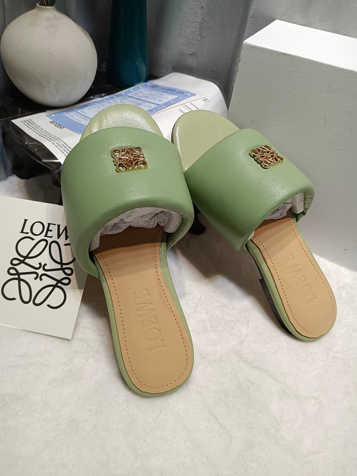 Loewe Anagram Padded Slide Multicolor Flat Sheepskin