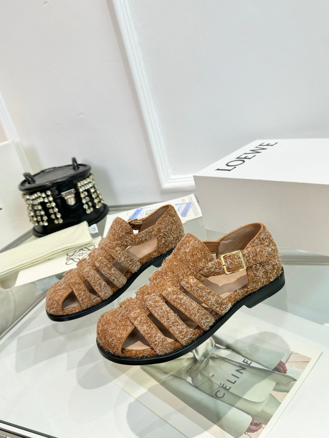 Loewe Campo Sandals Snowflake Cow Suede 246500