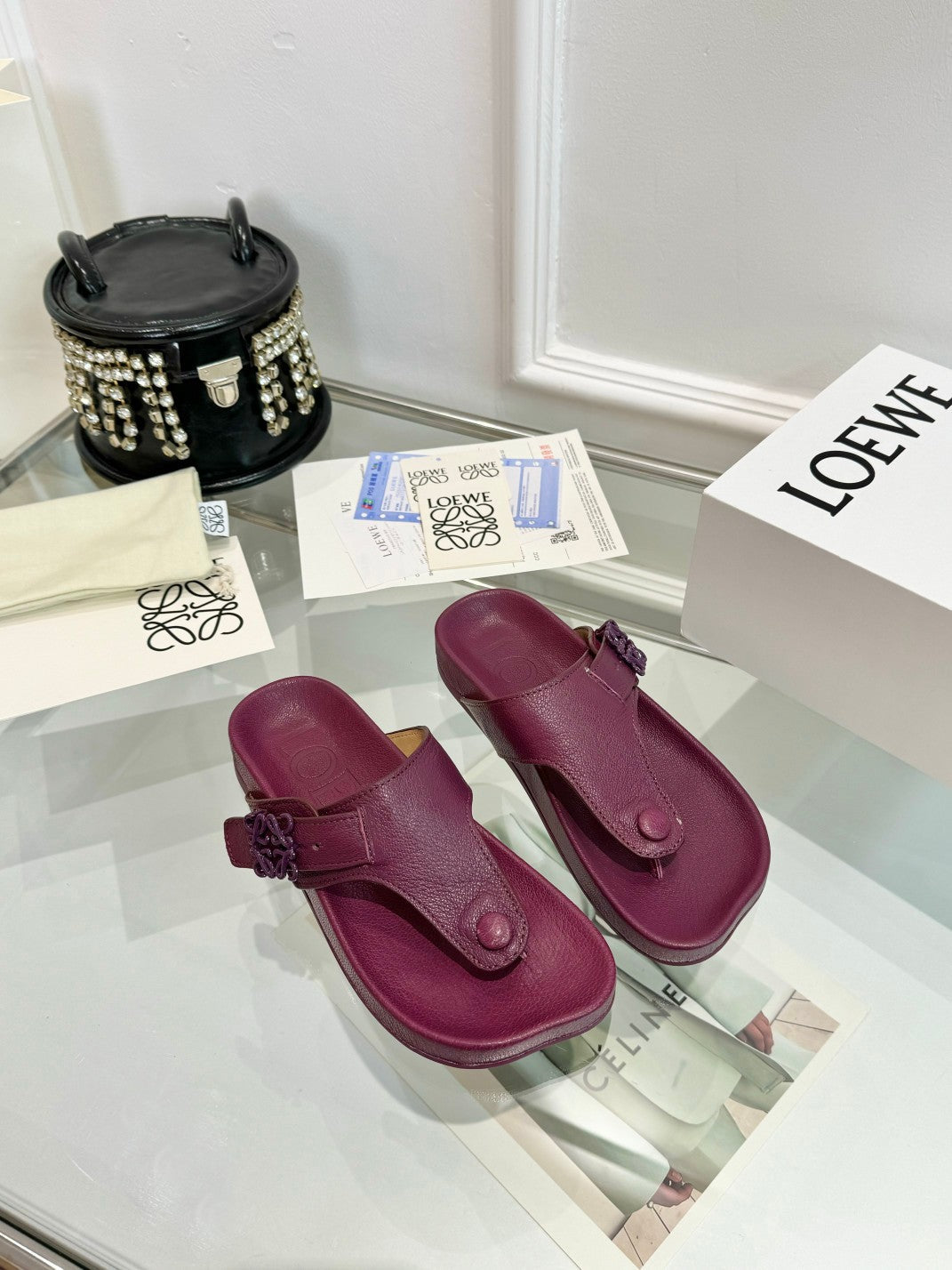 Loewe Ease Thong Muticolor Sheepskin