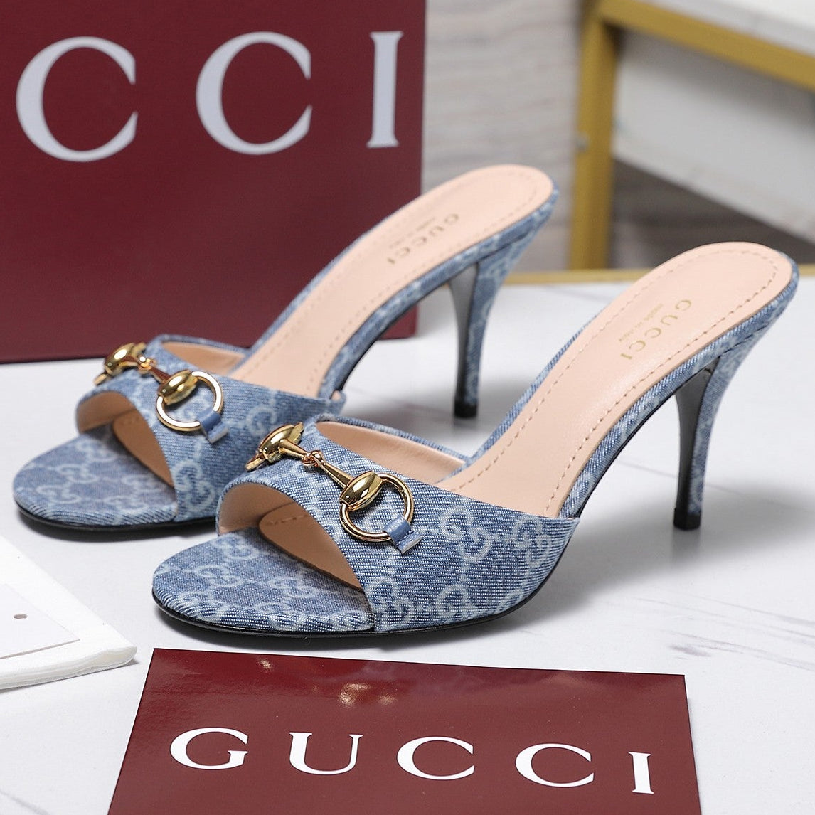 Gucci 2026 Women's Slide Sandal With Horsebit 85mm Canvas Leather 758710