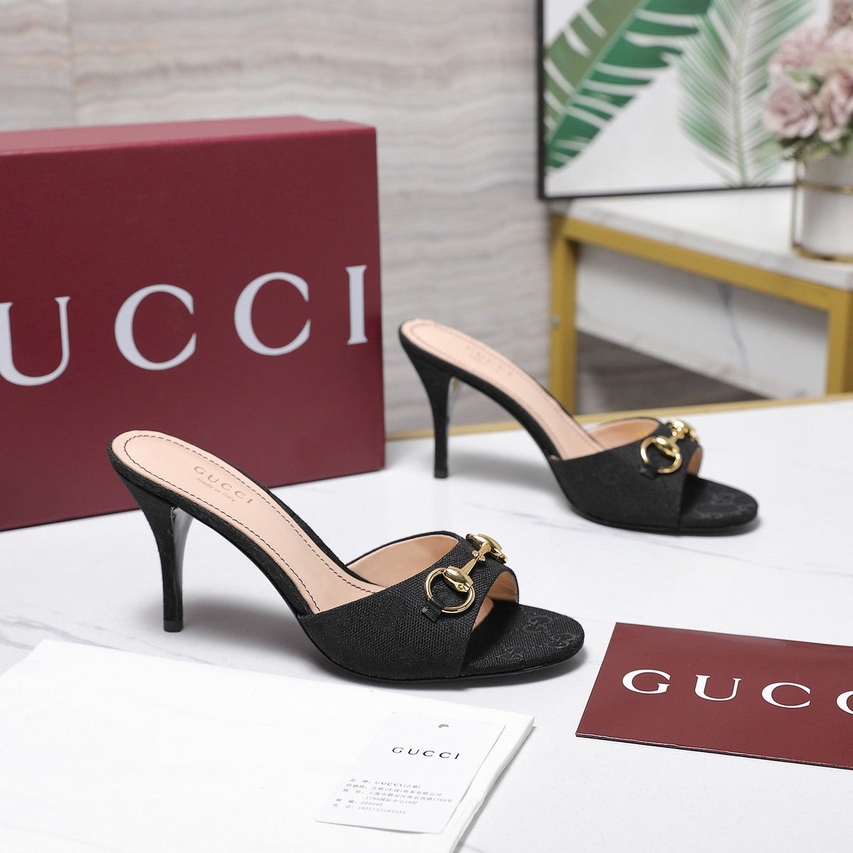 Gucci 2026 Women's Slide Sandal With Horsebit 85mm Canvas Leather 758710