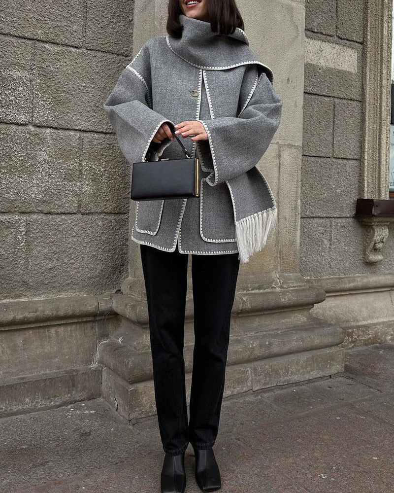 SUMA - Hepburn Style Woolen Cape Coat #MEJ8435