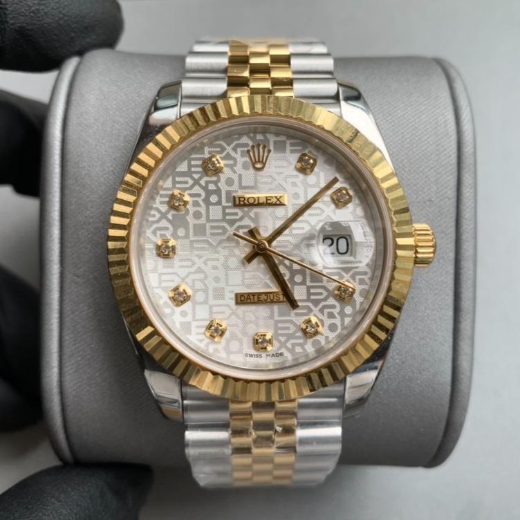 DATEJUST 41 TWO-TONE GREY DIAL DIAMOND NUMERALS