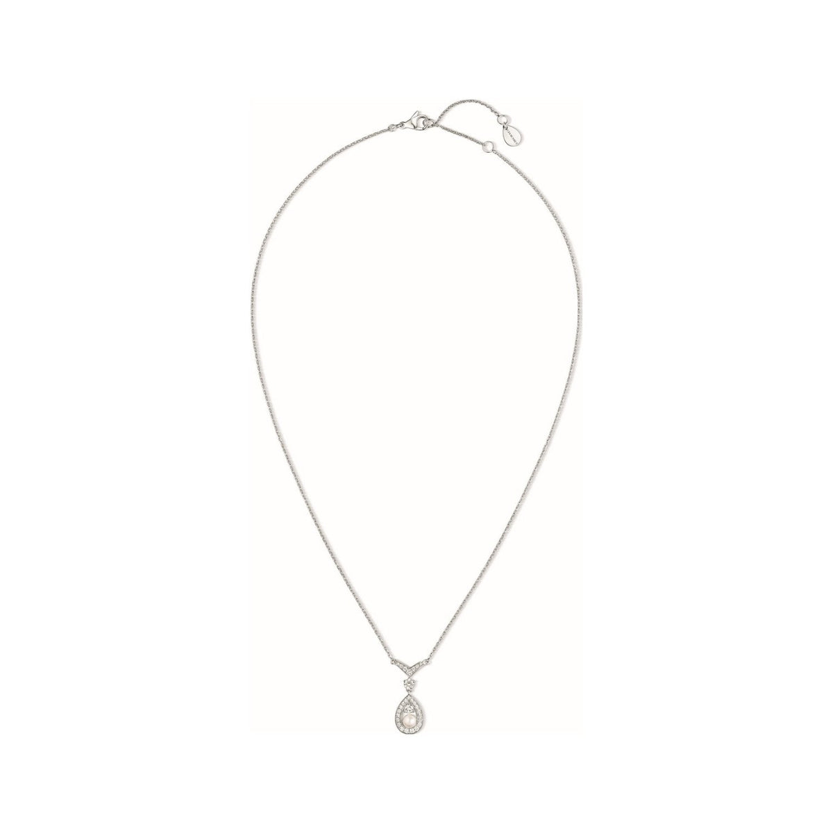 JOSEPHINE WHITE MOP SILVER DIAMOND NECKLACE
