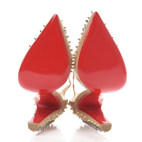 CL Goldostrap Spikes Pumps 100mm Nappa Leather Nude