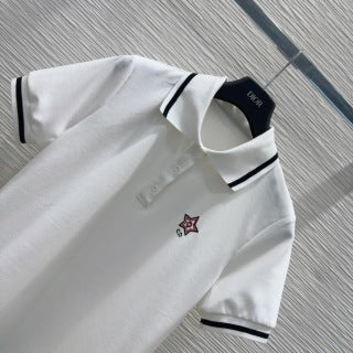 CD 25 Polo Shirt Set White Beige Cotton Polyester