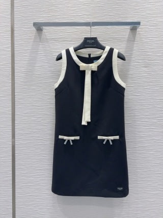 Prada 25 Sleeveless Dress Black and White Polyester