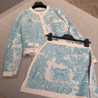 CD 25 Knitted Suit Light Blue mix White Viscose Polyester