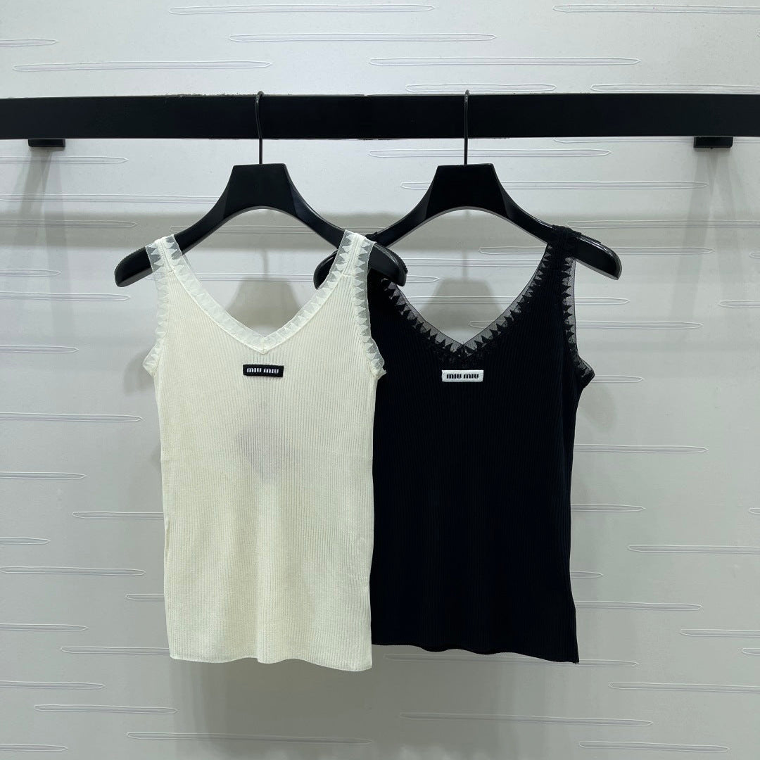 Miumiu 2026 Vest Black and Cream Polyester Viscose