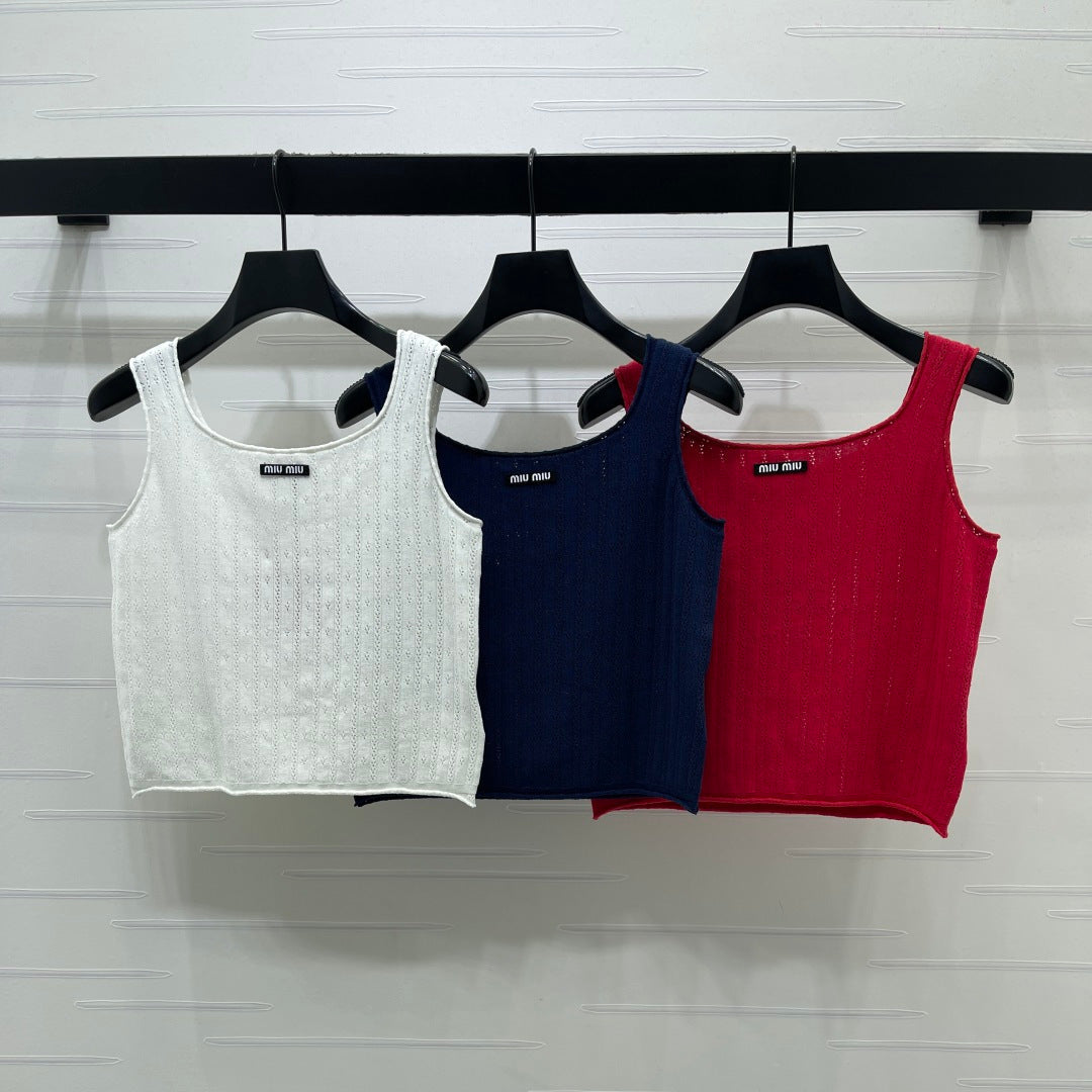 Miumiu 2026 Vest White Blue Red Wool