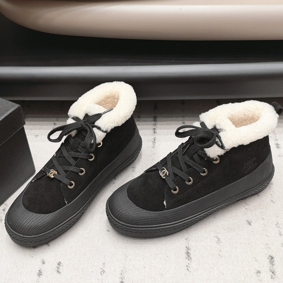 Chanel 2026 Lace-up Ankle Boots Suede Wool 175875