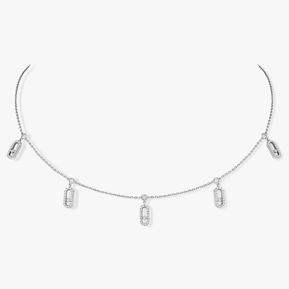 CHOKER MOVE UNO PAMPILLE PAVED SILVER DIAMOND NECKLACE