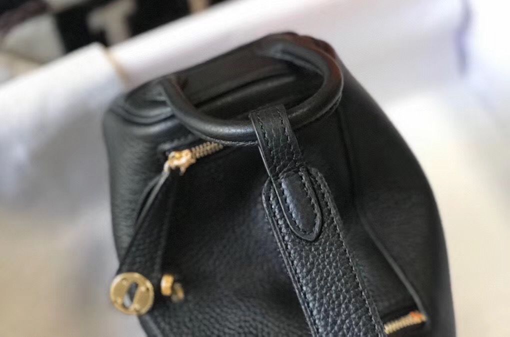 HM Mini Lindy 20cm Black Clemence Leather