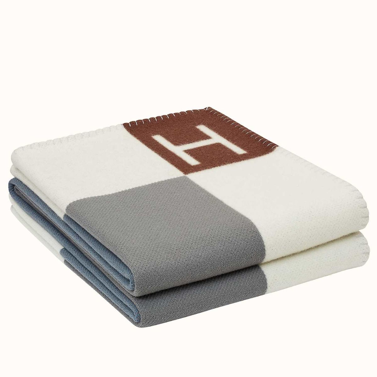 HM Avalon Throw Blanket Ecru Gris Wool Cashmere