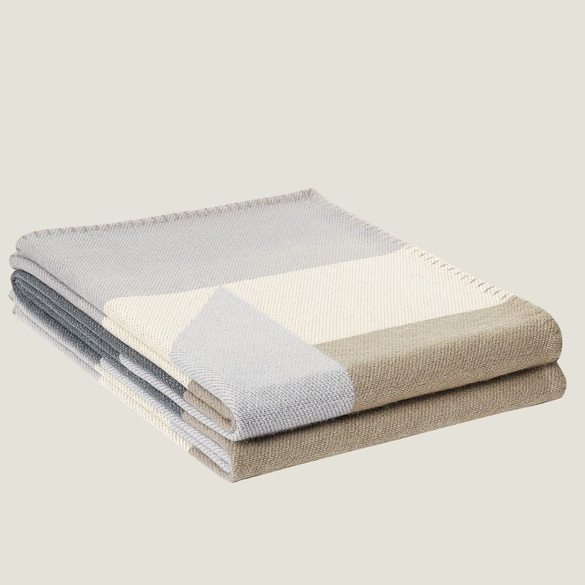 HM Drapeau Blanket Acier and Perle Wool Cashmere