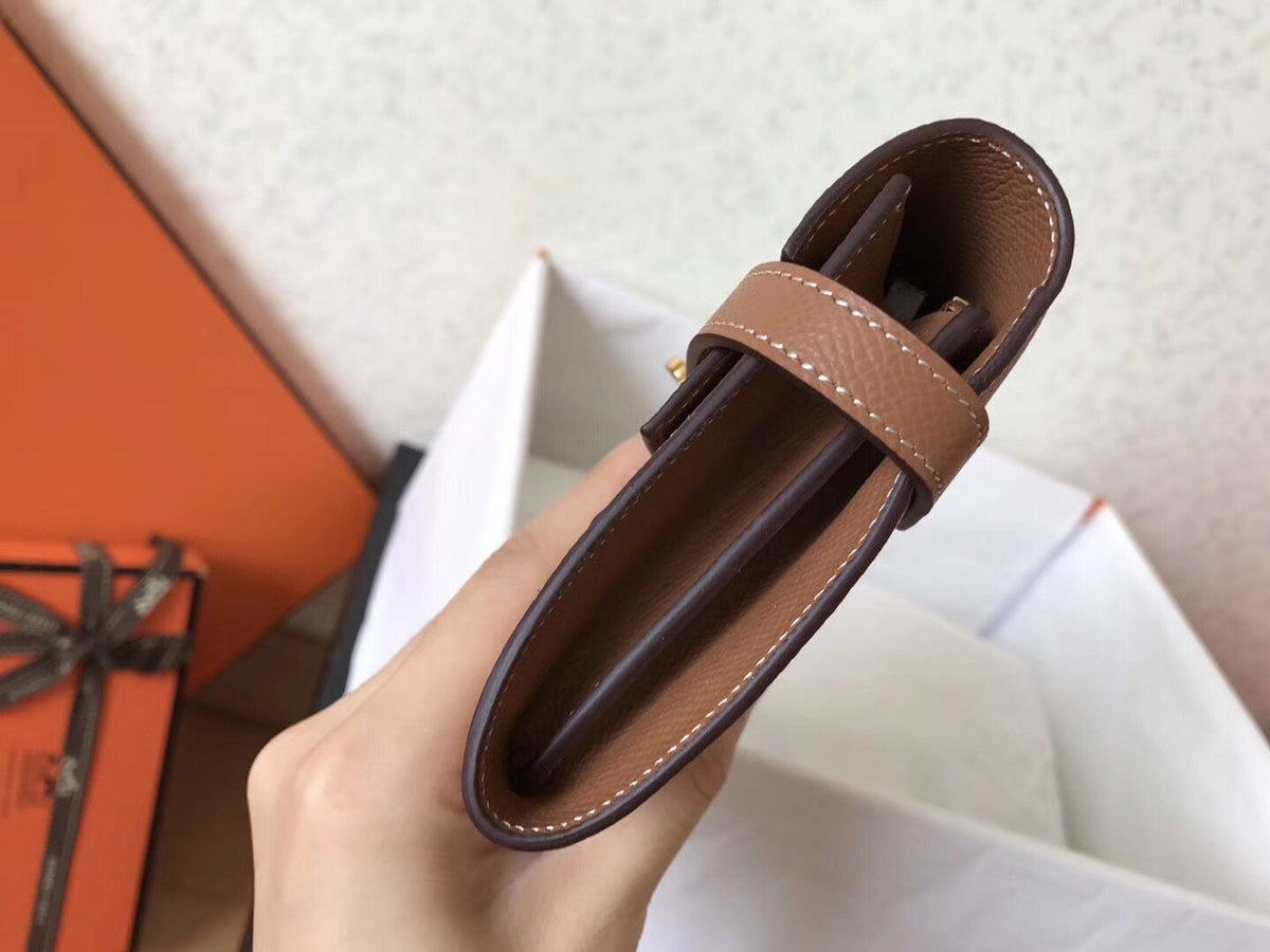 Kelly Long Wallet 20cm Brown Epsom Leather