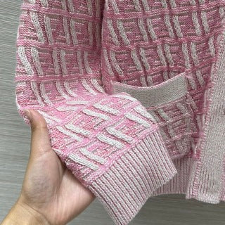 Fendi 2025 V-neck Cardigan Cherry Pink Wool