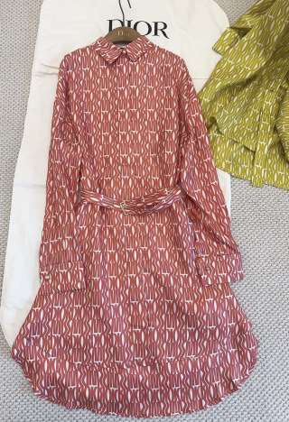 CD 2025 Printed Shirt Dress Silk