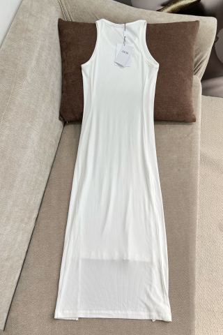 CD 25 Embroidered Threaded Vest Dress Black White Cotton