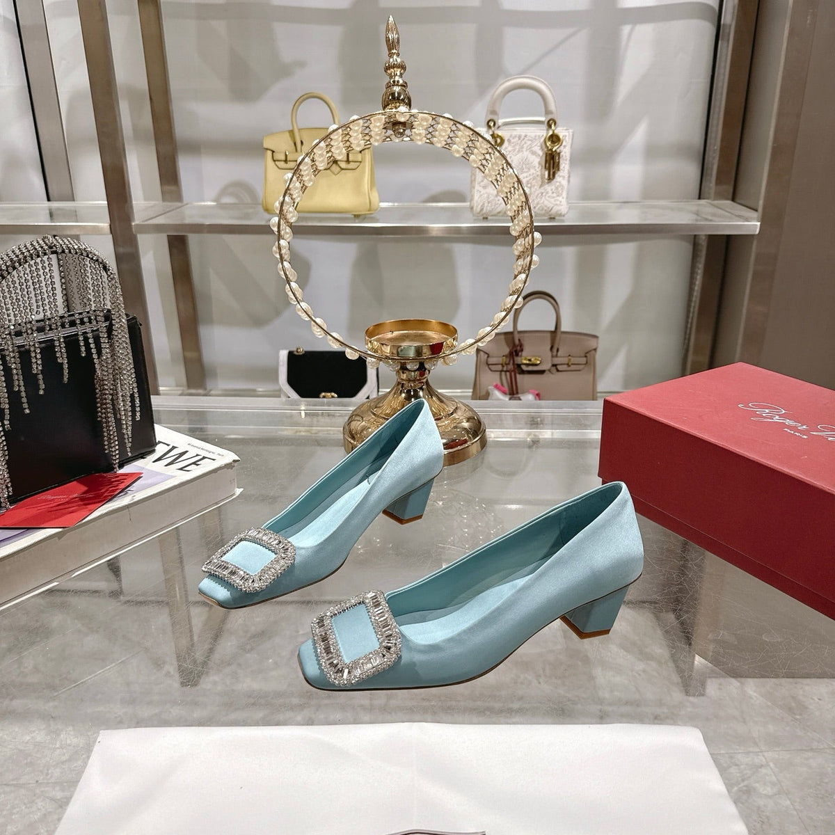 Bell Viv 25 Pumps Blue Imported Silk 300724