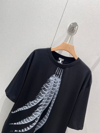 Loewe 25 Feather Printed Round Neck Short Sleeve T-shirt Cotton
