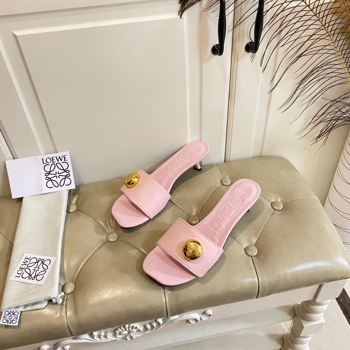 Loewe 25 Pebble Leather  Mule 45mm Multicolor Cowhide