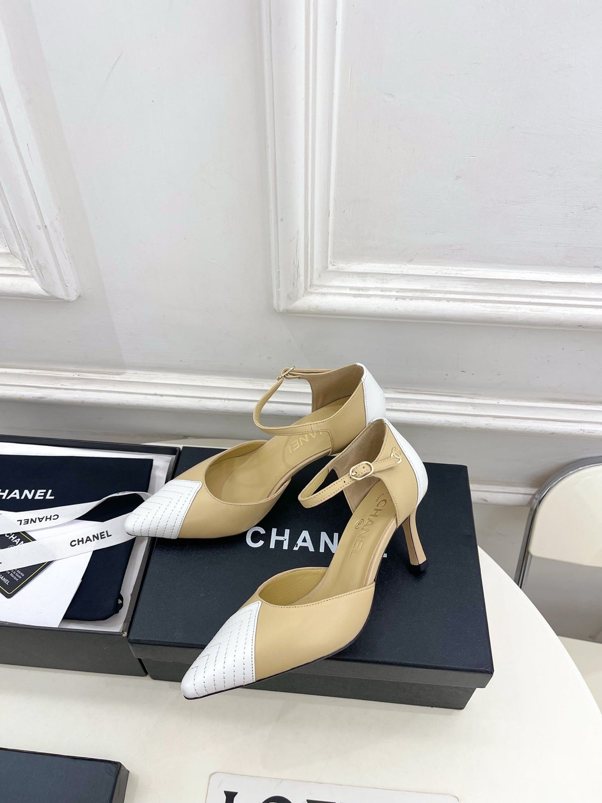 CC 26 Chanel Slingback Heels 75mm Lambskin 586934