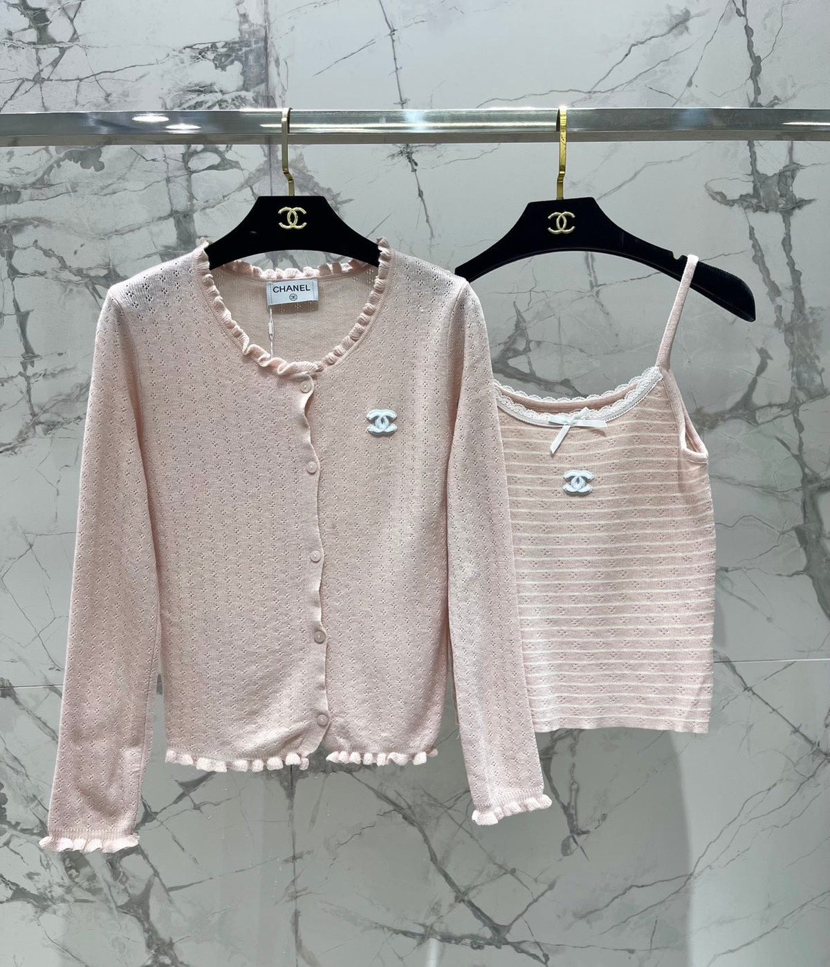 Chanel 2026 Striped Knitwear Two-Piece Set Wool