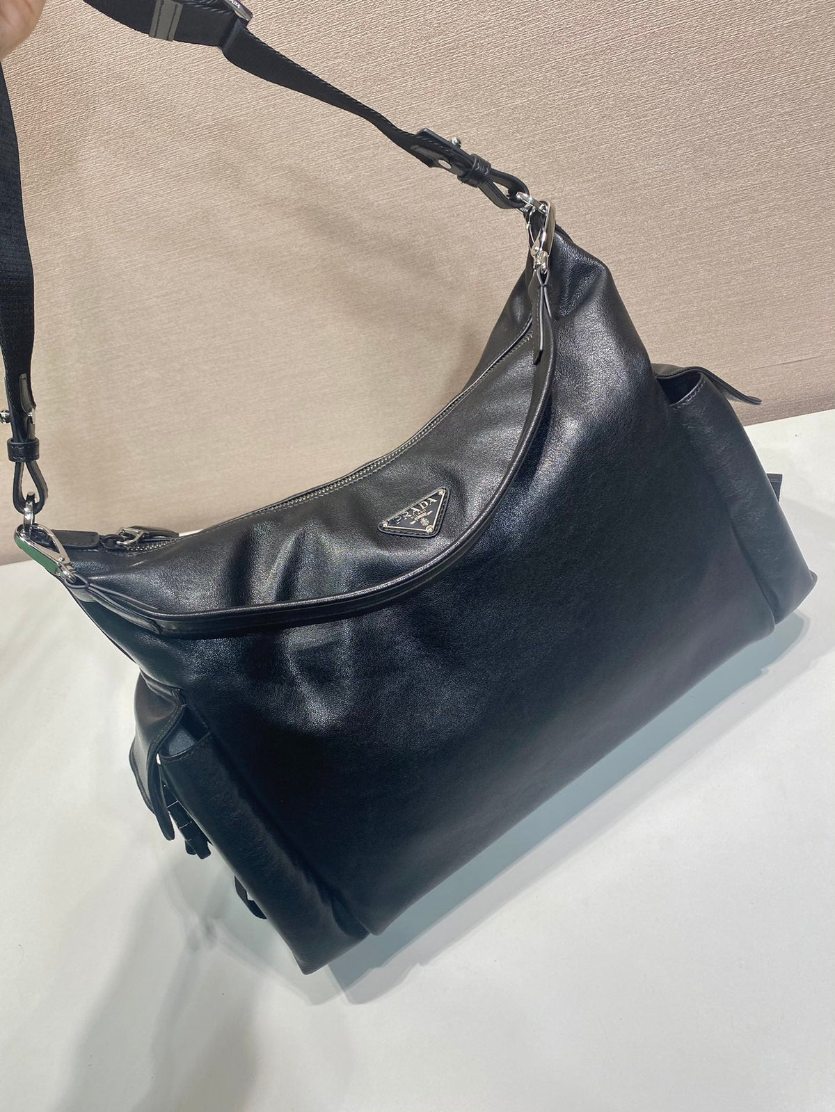 Prada 2026 Explore Bag 43cm Black and Brown Calfskin 351855