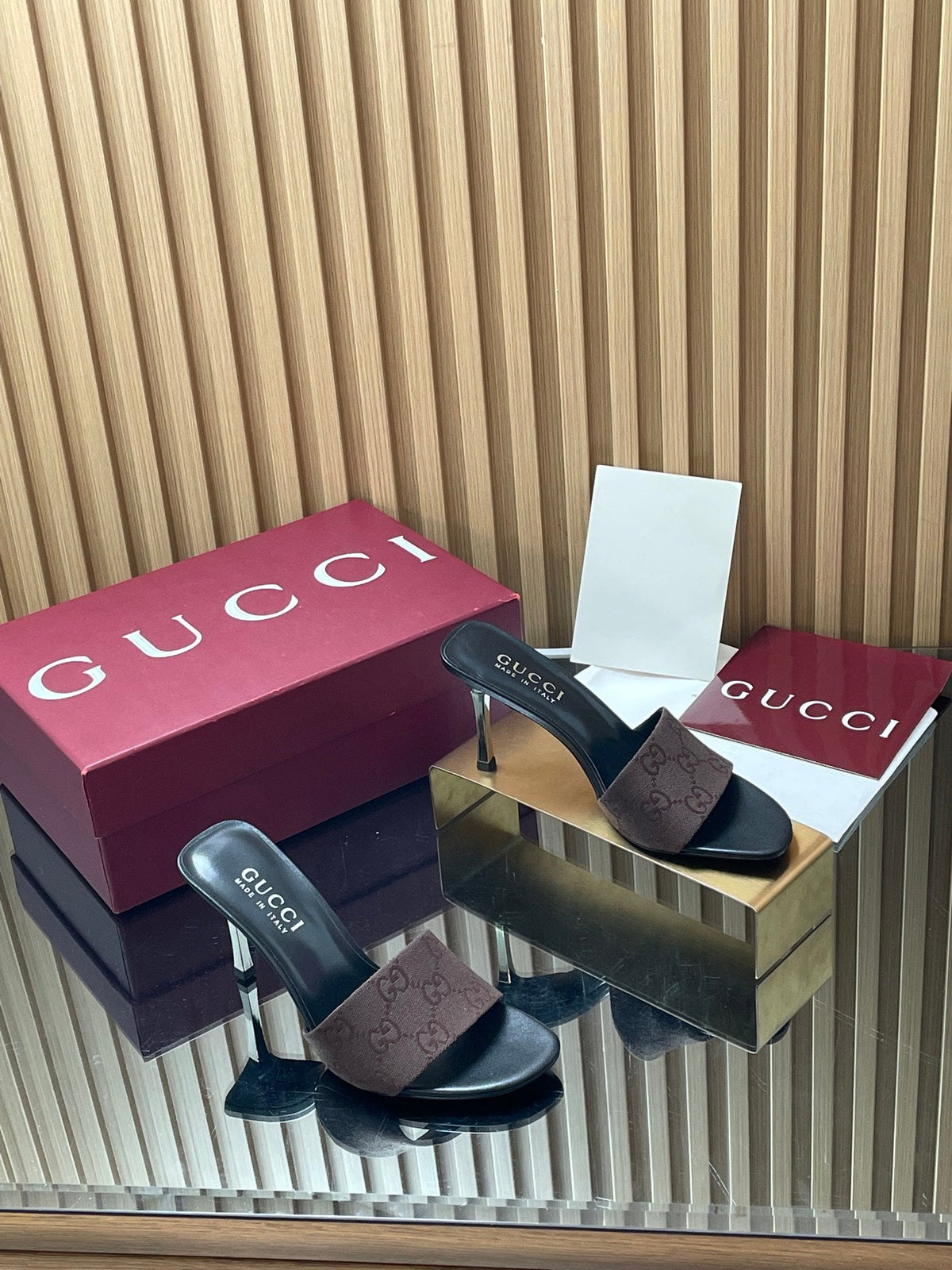 Gucci 2026 Women's GG High-Heeled Sandals 85mm Canvas Leather 765430