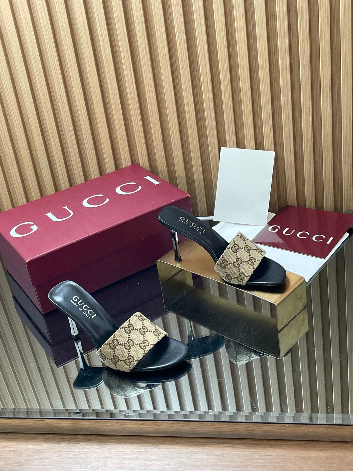 Gucci 2026 Women's GG High-Heeled Sandals 85mm Canvas Leather 765430
