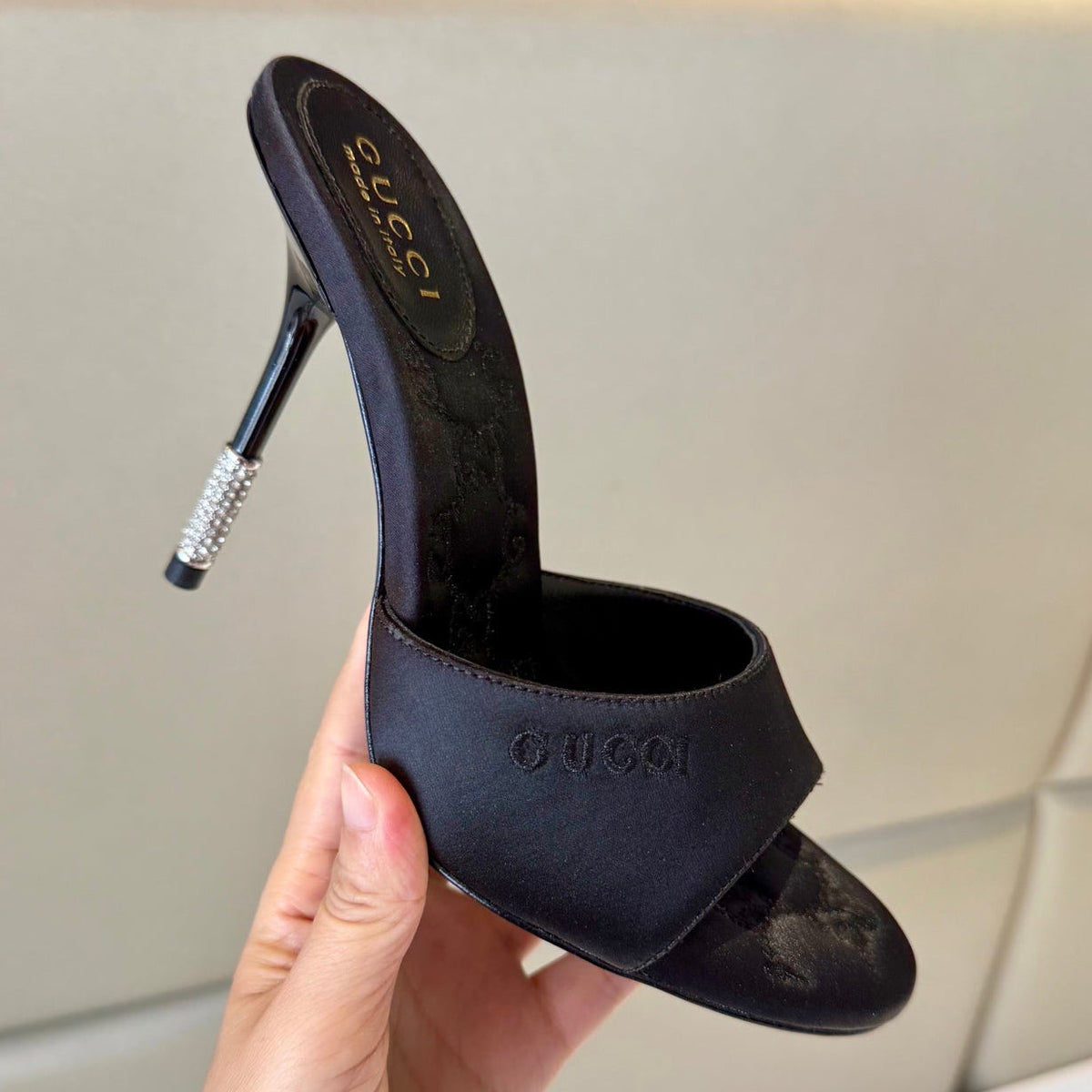 Gucci 2026 GG Embroidered Sandals 105mm Silk 985643