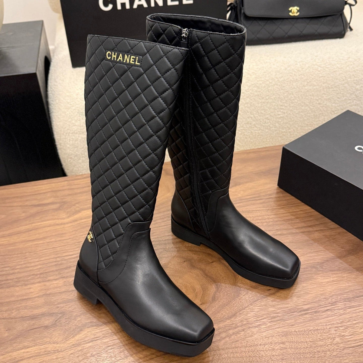 Chanel 2026 Quilted Boots Black Leather 173403