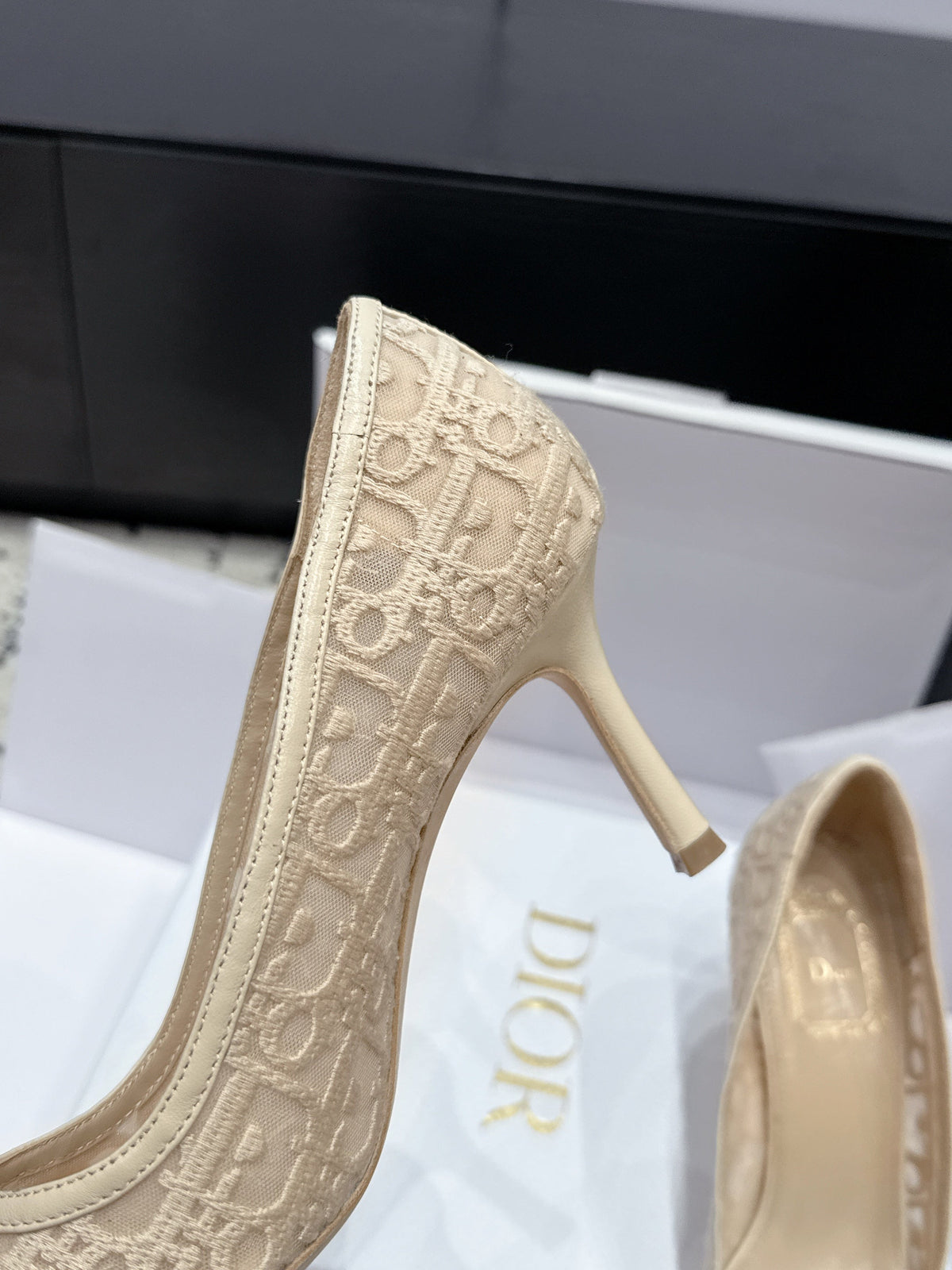 Dior 2026 Embroidered Pump Mesh Leather 923145