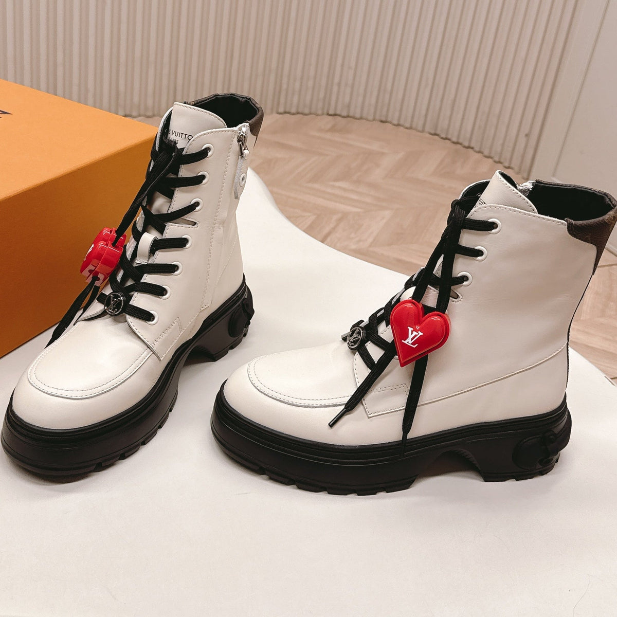 LV 2026 Martin Boot With Heart-shaped White Calfskin 595468