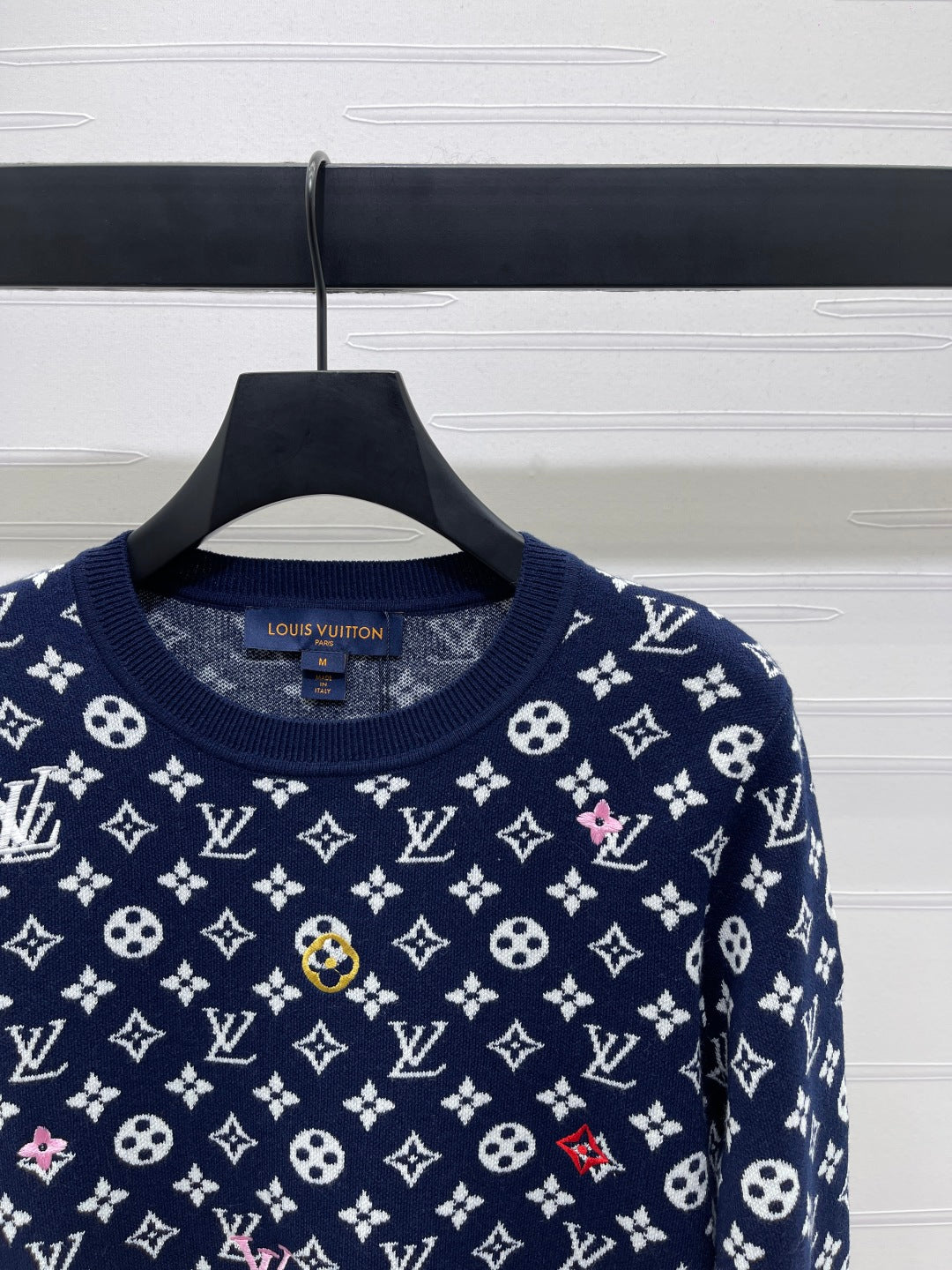 LV 25 Long-sleeved Sweater Navy Blue Wool Cashmere 296303