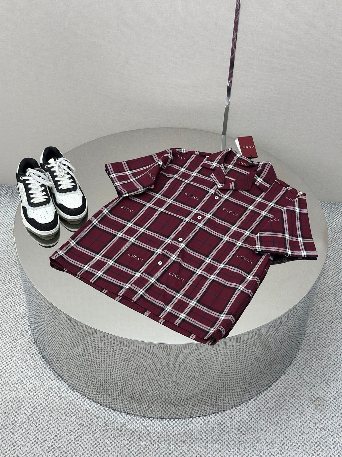 GC 2026 Men's Short-sleeved Shirt Burgundy Cotton 699257