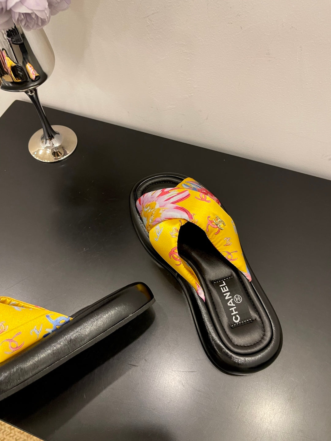 CC 25 Platform Slide Yellow Cloth Sheepskin 34737