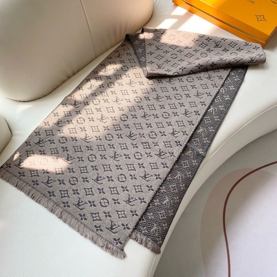 LV Men Scarf 180cm Light Brown Wool 967167