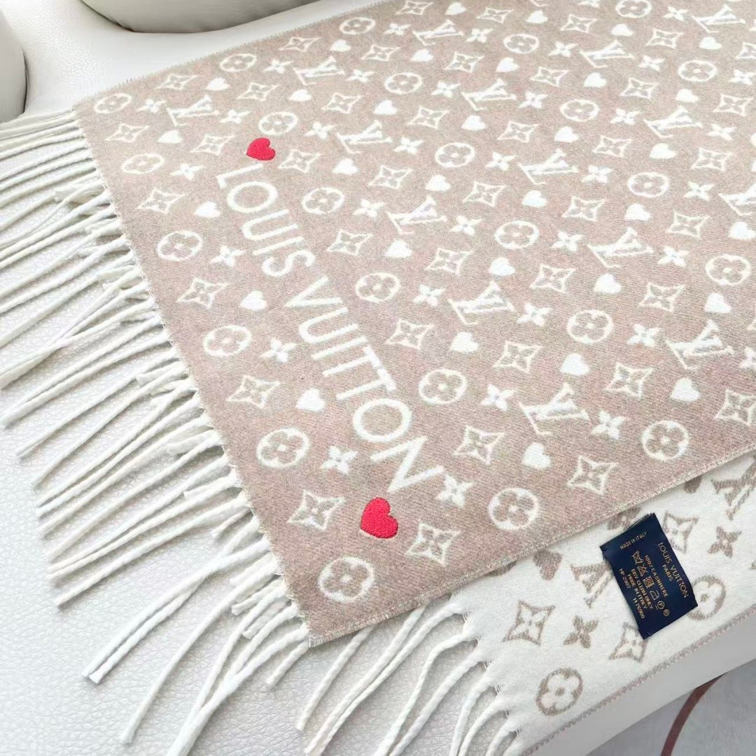 LV Studdy Reykjavik Scarf 180cm Beige Wool 967169