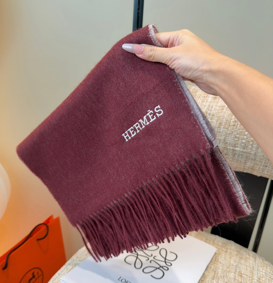 HM Scarf 190 CM Burgundy Wool 969491