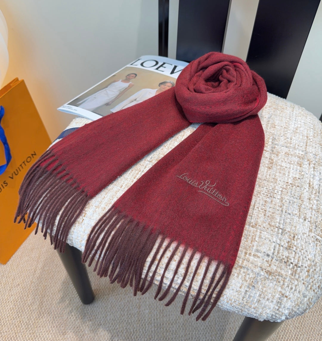 LV Scarf 180cm Dark Red Cashmere 973409