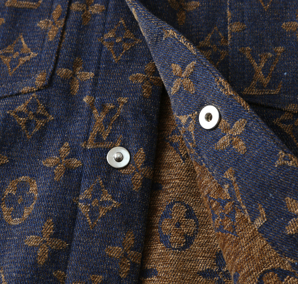 LV SHIRT JACKET IN NAVY BLUE JACQUARD FABRIC 238979