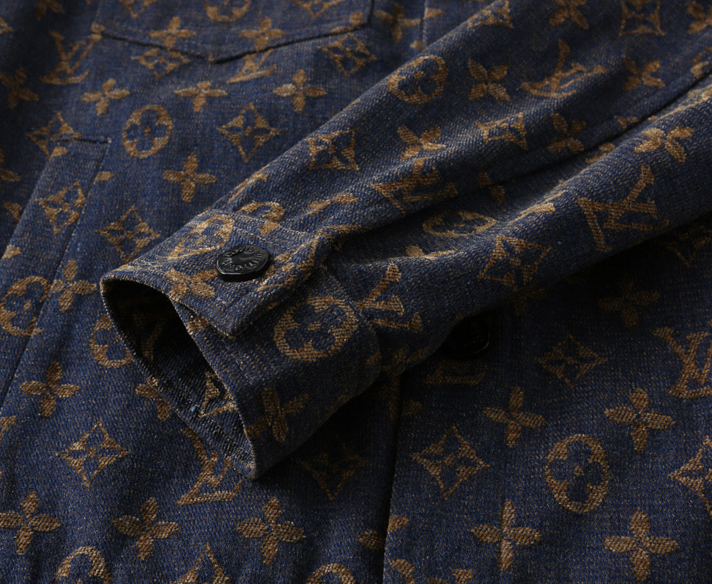 LV SHIRT JACKET IN NAVY BLUE JACQUARD FABRIC 238979