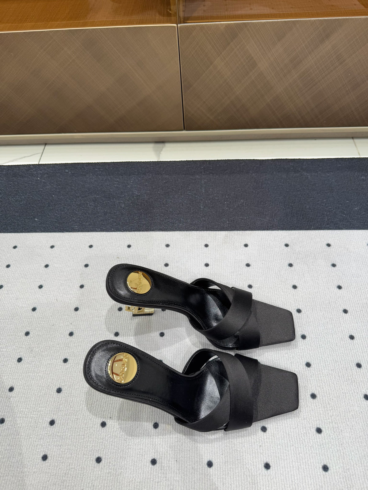 OPYUM HIGH MULES IN BLACK SILK