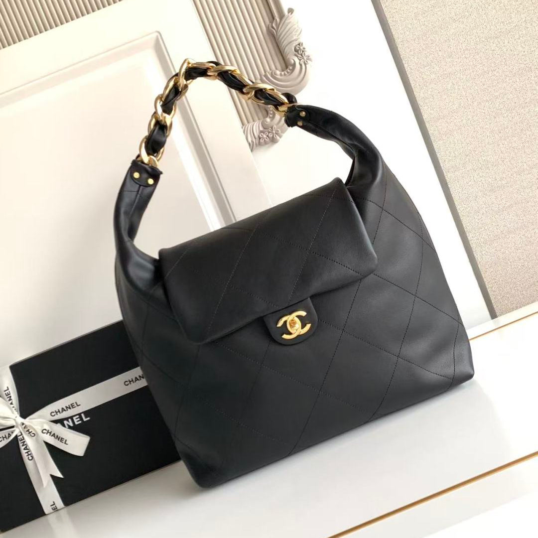 CC 2025 Bag 47cm Black Gold Calfskin 300853