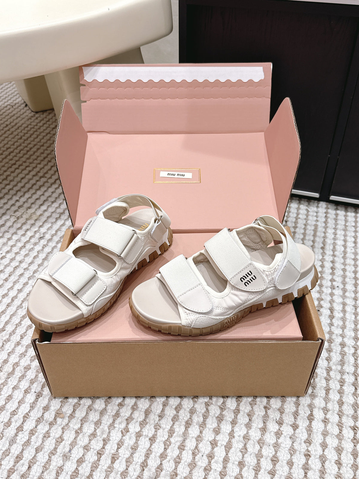 MIU 26 Platform Sandals Ivory Leather 632330